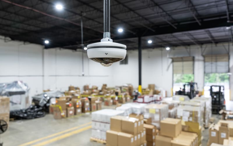 Verkada camera in a warehouse